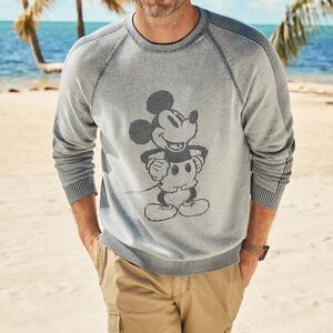 Tommy Bahama Disney Men's Gray Mickey Sweater Cotton Knit